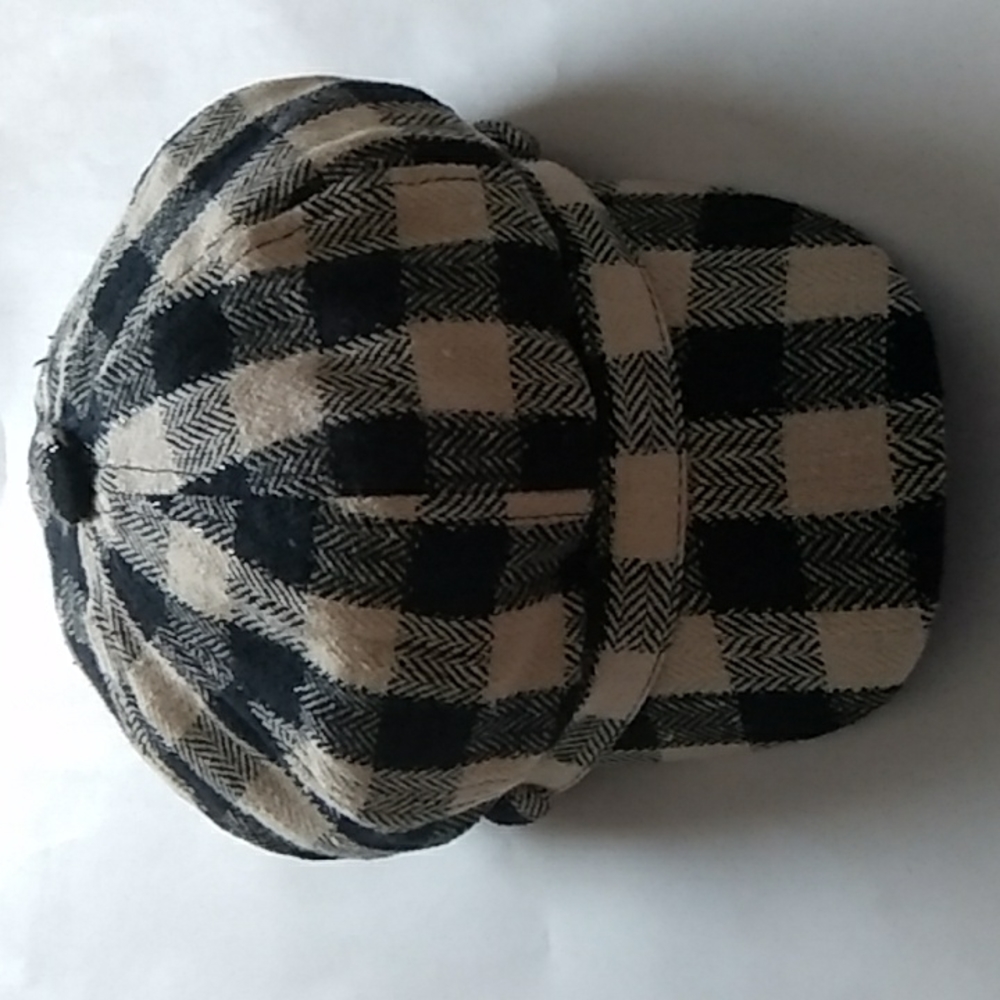 D&Y Black White Checked Newsboy/Cabby Hat
